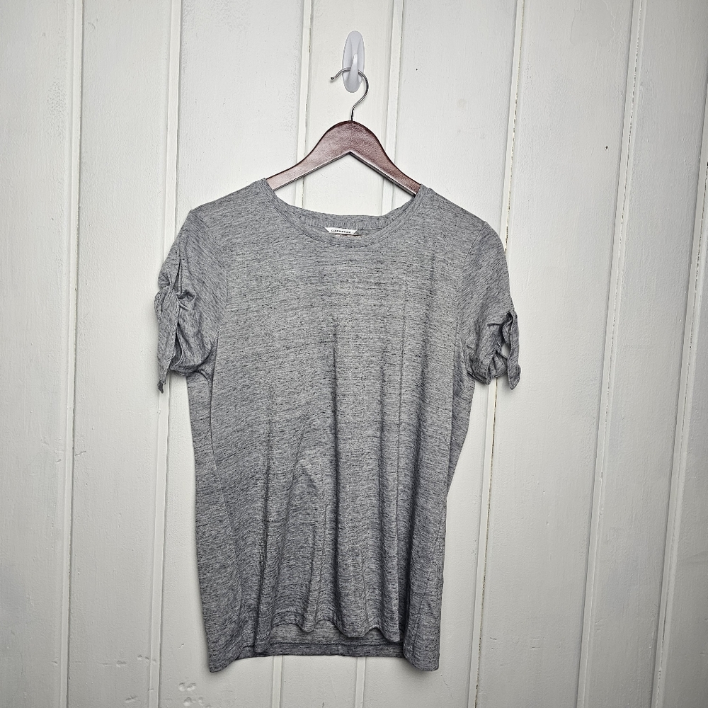 Club Monoco Heathered Cotton Blend Gray Tee with Short Sleeve Embellishment Lge